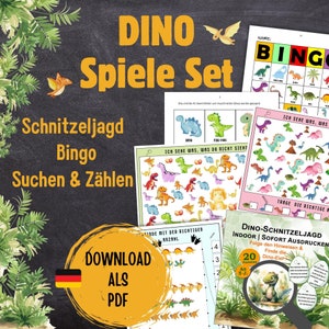 Ensemble de jeu DINO 3 | Anniversaire des enfants | Imprimer PDF | téléchargements numériques allemand | Cadeaux garçons et filles