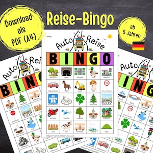 Car Bingo | PDF template for printing | Car games for children | Travel game | Games for on the go | PDF German | easy to print