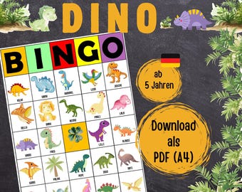 DINO-BINGO | Download PDF | Indoor & Outdoor | Print out | Gift for boys and girls | Children's birthday | Print out game