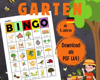 Garden Bingo | Download PDF | Indoor & Outdoor | Printable | Gift for Boys and Girls | Children's Birthday Party | Printable Game