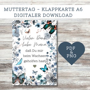 Moederdagkaart wilde bloemenkrans blauwgroen en zilver | Digitale download (PDF en PNG)