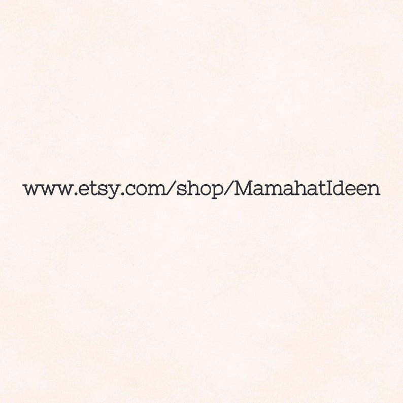 May include: Text on a cream-colored background reads "www.etsy.com/shop/MamahatIdeen" in a simple, dark font. The text is centered, and the background is a solid, neutral color.