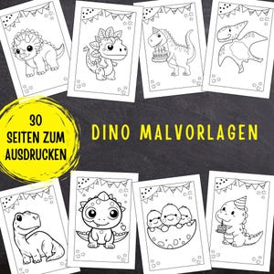 Puede incluir: Un conjunto de 30 p&aacute;ginas para colorear en blanco y negro con ilustraciones de dinosaurios adorables. Las p&aacute;ginas est&aacute;n dise&ntilde;adas para que los ni&ntilde;os las coloreen y son perfectas para una fiesta o actividad con tem&aacute;tica de dinosaurios.
