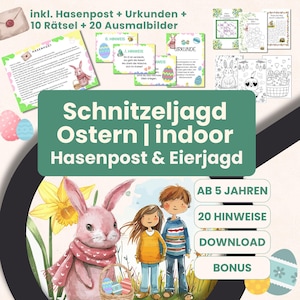 Indoor Easter Scavenger Hunt PDF | Easter Treasure Hunt for Children 5-11 | Egg Hunt with Riddles | Bonus Item Included | Print Instantly image 1