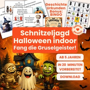 室内ハロウィン宝探しゲーム – 6歳以上対象、韻を踏んだ20のヒント | 子供向け宝探し | 印刷可能なPDF