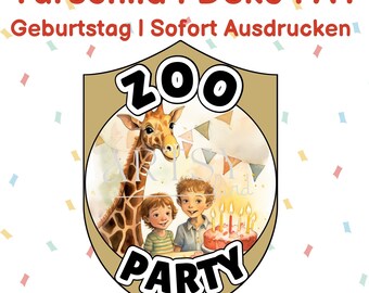 Door Sign Zoo Party | Children's birthday decoration | For printing (PDF, 1 page) | Digital article for download