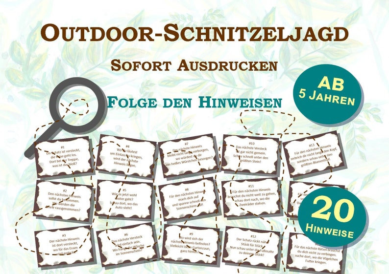 Outdoor Schnitzeljagd für den Garten mit 20 Hinweisen für Etsy.de