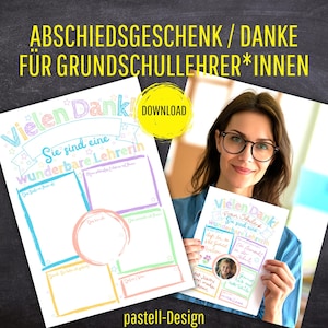 Regalo de despedida para un profesor | Regalo personalizado | Gracias | Imprimir PDF | Despedida de escuela primaria | Idea de regalo para profesor | Descargar