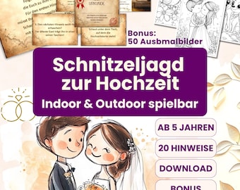 Wedding Scavenger Hunt | Personalized | Children's Wedding Favor | Treasure Hunt (German) | Games for Kids | Printable PDF