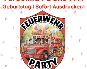 Fire Department Party Door Sign | Children's birthday decoration | For printing (PDF, 1 page) | Digital article for download