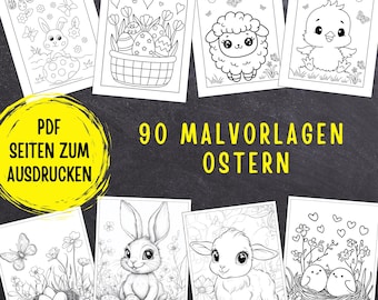 Kleurplaten Pasen | 90 kleurplaten | Paasactiviteiten voor kinderen | PDF-sjabloon voor afdrukken | Kleuterschool sjablonen | (PDF, 90 pagina&#39;s)
