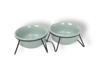 Ergonomic food/water bowl including stand