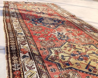 Antique Handmade 4'x8' Carpet Kazak "Karabagh" Area Rug   3'.7''x8'.0''   circa 1900