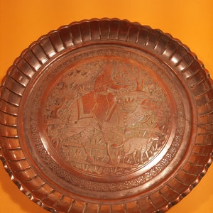 Antique Hand Hammered Copper Plate   9&quot;~ 22cm   circa 1900