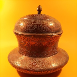 Antique Hand Hammered Copper Vessel 10&quot; Tall