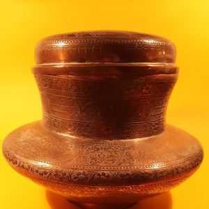 Antique Hand Hammered Copper Vessel 9&quot; Tall
