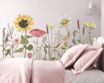 Dizzy Duck Retro Flower Wall Decal Border - Easy To Apply Simple Peel and Stick Wall Stickes for Nursey Wall Décor