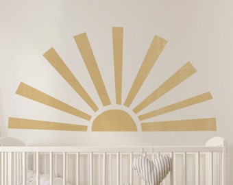 Boho Sonne WANDSTICKER - Senfgelb Sonne - Sonne fürs Kinderzimmer Wandtattoo Sonne von Dizzy Duck