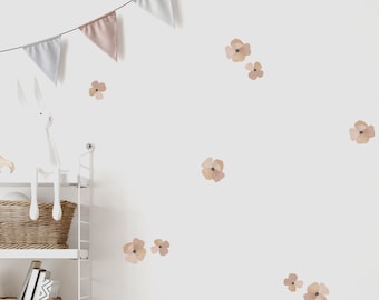 WALL DECALS - Brown Flower Wall Stickers Set - Floral Nursery Décor Girls Room Wall Decals by Dizzy Duck