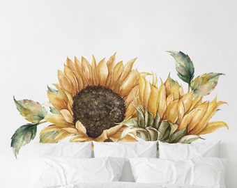 Headboard WALL DECAL - Sunflower Nursery Decor Wall Sticker - Bedroom Wall Stickers by Dizzy Duck