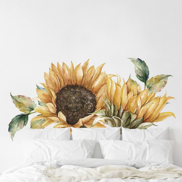 DECALCOMANIE DA PARETE per testiera - Adesivo da parete per decorazioni per la cameretta dei girasoli - Adesivi murali per camera da letto di Dizzy Duck