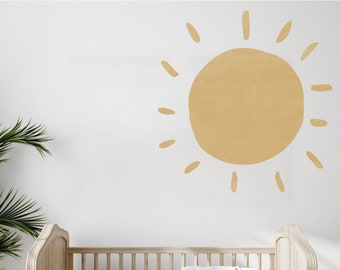 Nursery SUN DECAL - Boho Sun Wall Decal - Mustard Nursery Decor - Sun Headboard Decal for Walls by Dizzy Duck - Peel and Stick by Dizzy Duck