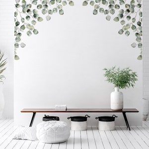 2x Eucalyptus Leaves Wall Decal Corners - Easy Peasy Peel and Stick Botanical Green Leaf Nursery Wall Stickers by Dizzy Duck