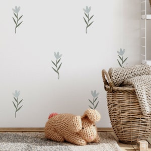 WALL STICKERS - Blue Flower Wall Decals for Girls Bedroom - Floral Watercolour Nursery Wall Décor by Dizzy Duck