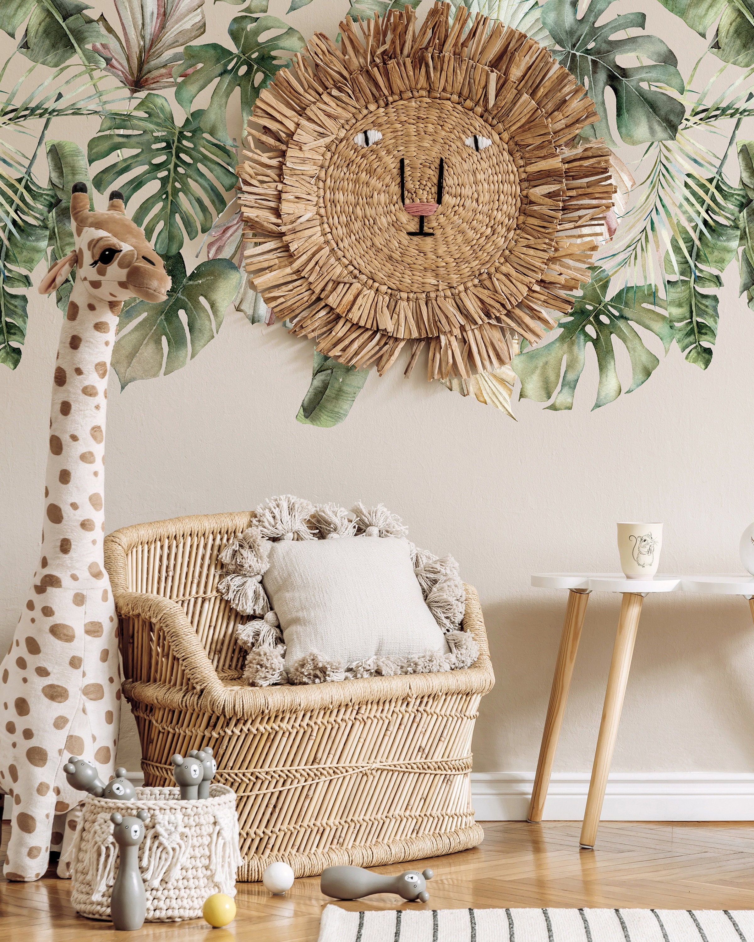 Tropical WALL DECAL Border - Jungle Nursery Wall Sticker - Leaves Wall Sticker - Bedroom Watercolour Wall Decal by Dizzy Duck