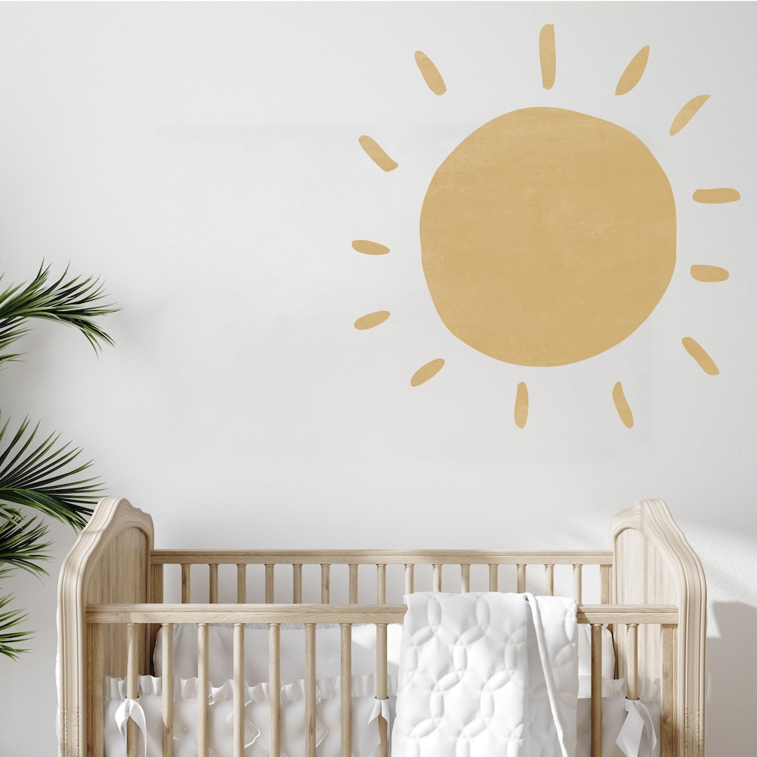 Nursery SUN DECAL - Boho Sun Wall Decal - Mustard Nursery Decor - Sun ...