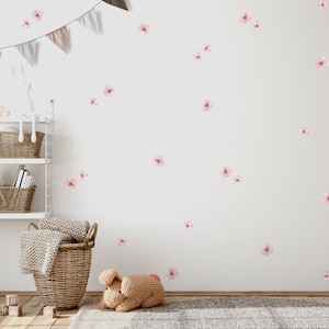 WALL STICKERS - Tropical Flowers Wall Decal Set - Watercolour Botanical Wall Stickers for Nursery Décor by Dizzy Duck