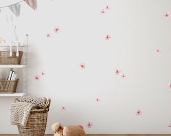 WANDAUFKLEBER - Tropische Blumen Wandaufkleber Set - Aquarell Botanische Wandaufkleber für Kinderzimmer Dekoration von Dizzy Duck