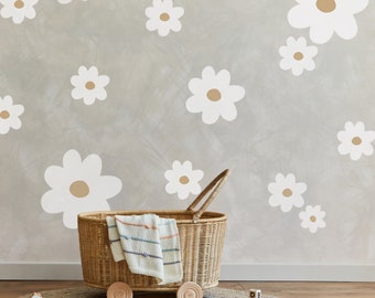 WALL STICKERS - White Daisy Mixed Size Wall Decal Set - Flower Wall Stickers for Nursery Décor by Dizzy Duck