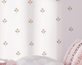 Muurstickers met kleine, delicate roze bloemetjes - Bloemendecoratie voor de kinderkamer van Dizzy Duck