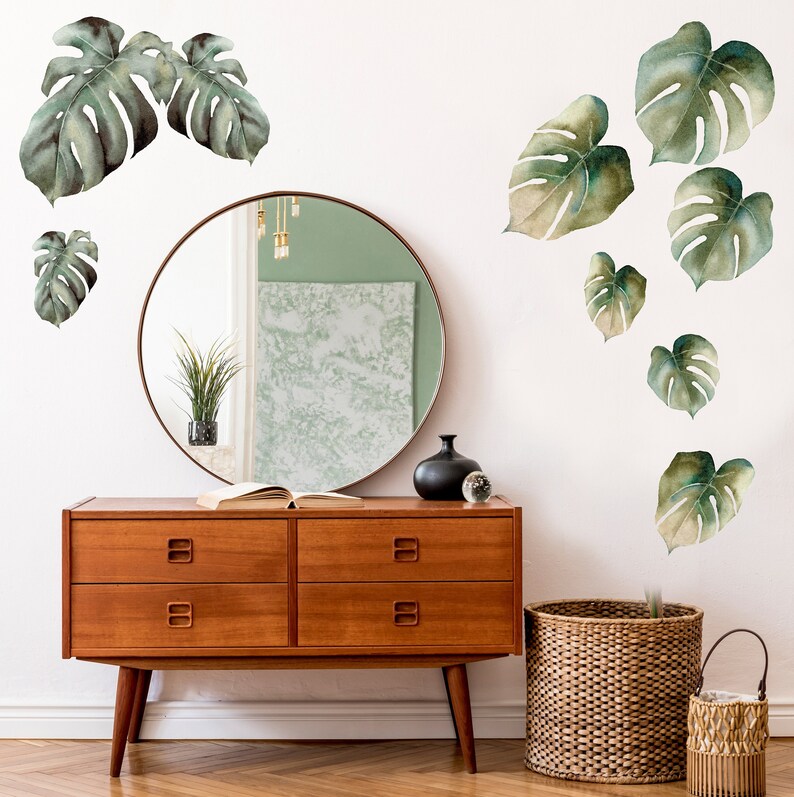 Picture of WALL DECAL SET 9pk Monstera Leaf Wall Decals Nursery Wall - Etsy
