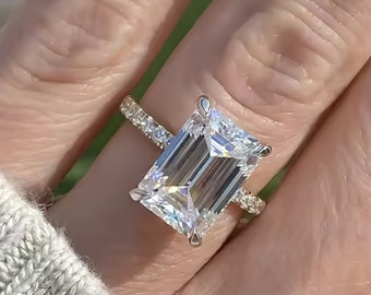 Anello di fidanzamento con diamante Moissanite taglio principessa da 3/4 ct, anello di promessa di matrimonio con diamante solitario in oro massiccio 14K, anello di forma quadrata unico