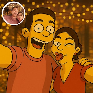 Custom Simpsons Style Couple Portrait: Personalized Cartoon Art (Digital Download)