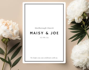 Bold Wedding Invitation Template, Printable Modern Invite, Editable, Minimalistic, Simplistic Elegant, Personalise, DIY, Instant Download