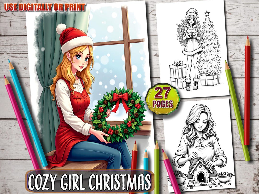 27 Cozy Girl Christmas Coloring Pages: Festive Girls in Winter Scenes ...