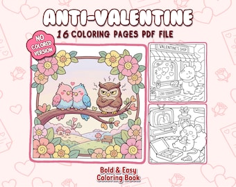 Valentine Coloring Pages for Kids & Adults | Cute Anti-Valentine Coloring Pages – Funny Animals Rejecting Love, Bold and Easy Printable PDF