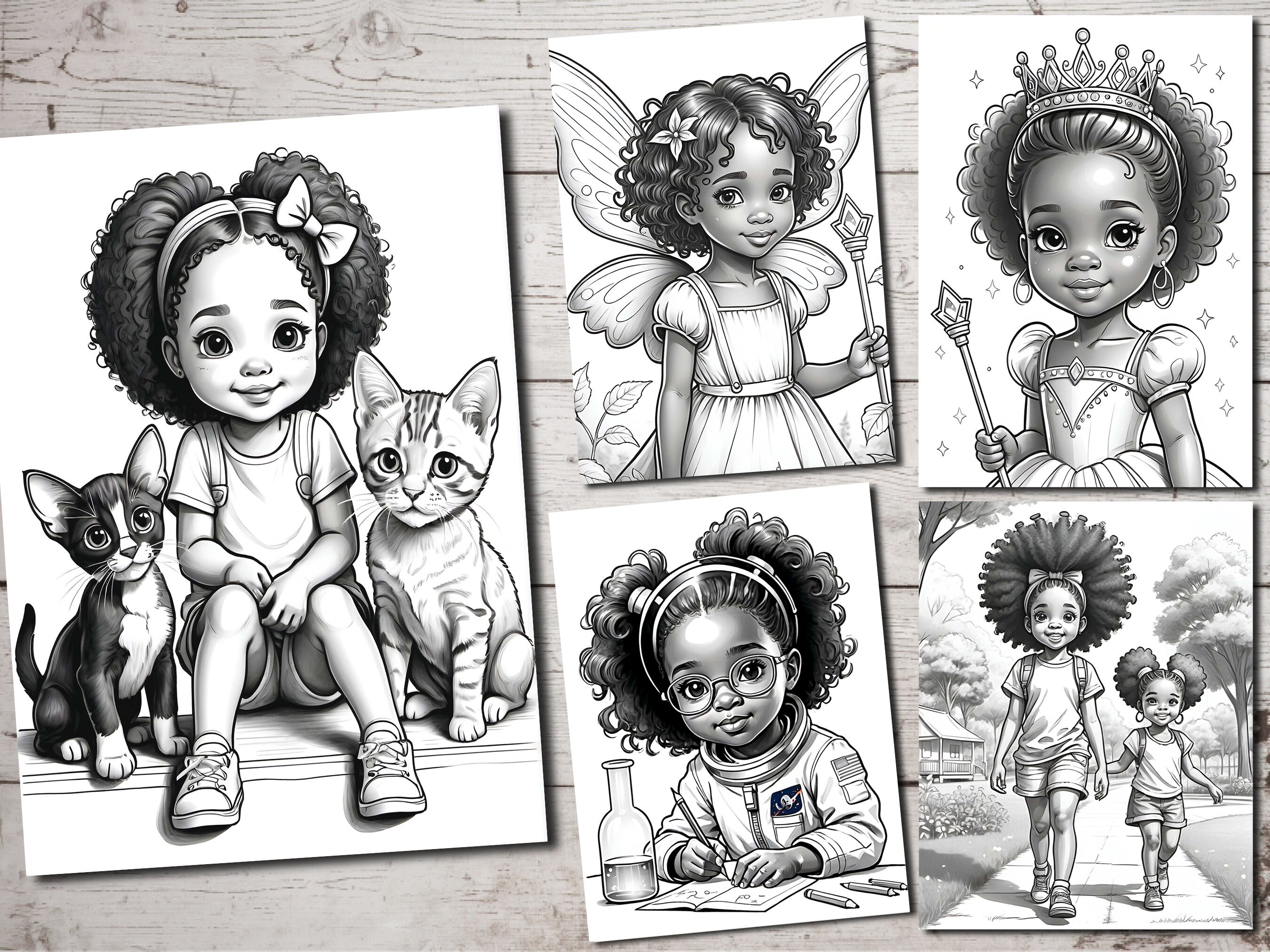 Black Little Girls Coloring Book,instant Download Coloring Book