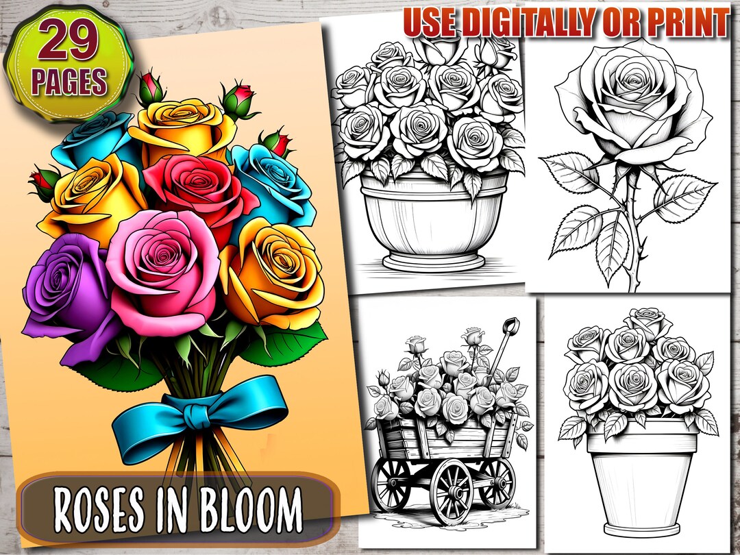 Rose Coloring Pages,rose Coloring Printables, Roses Coloring Pages,rose ...