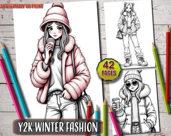 Y2K Winter Fashion Coloring Book: Trendy Teen Outfits (PDF Download)