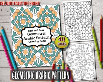 Geometric Patterns Coloring Book: 40 Arabic Art Pages (PDF Download)