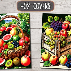 Peut inclure: Deux images d'arrangements de fruits. La premi&egrave;re image montre un panier en osier d&eacute;bordant d'une vari&eacute;t&eacute; de fruits, dont de la past&egrave;que, du kiwi, des raisins, des pommes et des poires. La deuxi&egrave;me image montre une caisse en bois remplie de raisins, de pommes et de poires.