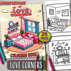 Love Corners Coloring Book: Romantic Home Designs (PDF Pattern)