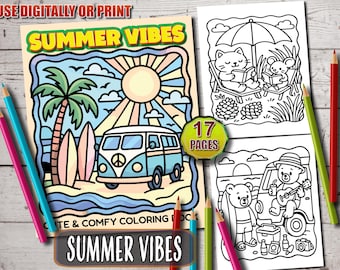 Summer Vibes Coloring Book: Fun Vacation Activities (PDF Download)