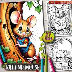 Rat and Mouse Coloring Book: Nature Adventures, 27 Pages (Printable PDF)