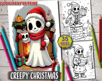 35 Creepy Christmas Coloring Pages: Spooky Holiday Designs (PDF Digital Download)