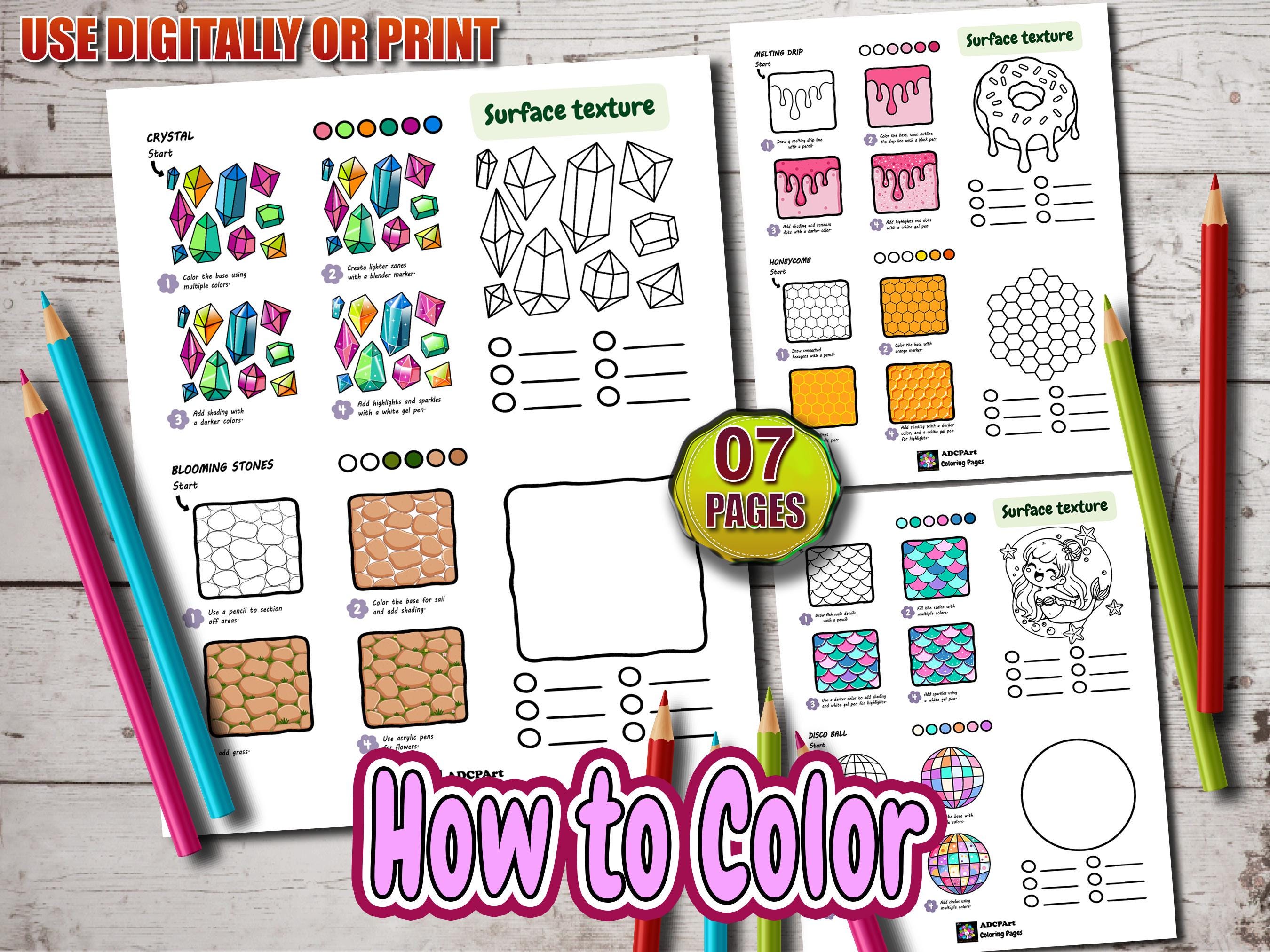 Cómo colorear: Libro de texturas audaces y fáciles (descarga digital) para niños y adultos